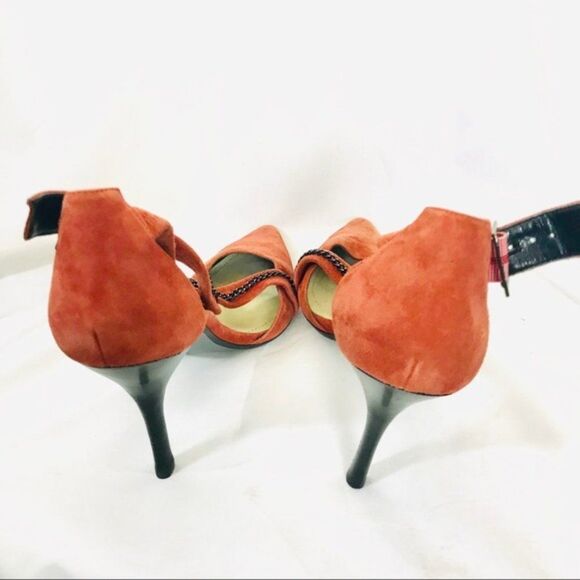 Calvin Klein Orange Strappy Chain 4 inch Heels Y - Picture 4 of 9